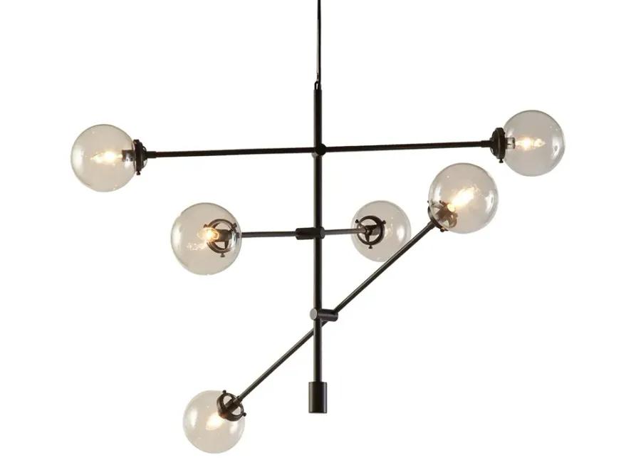 INK+IVY Cyrus Antique Bronze 6-Globe Light Architectural Metal Chandelier