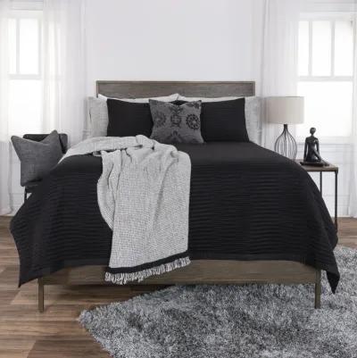 Parker- Black King Geometric Black  Quilt -  Set of 3