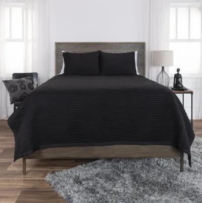 Parker- Black King Geometric Black  Quilt -  Set of 3