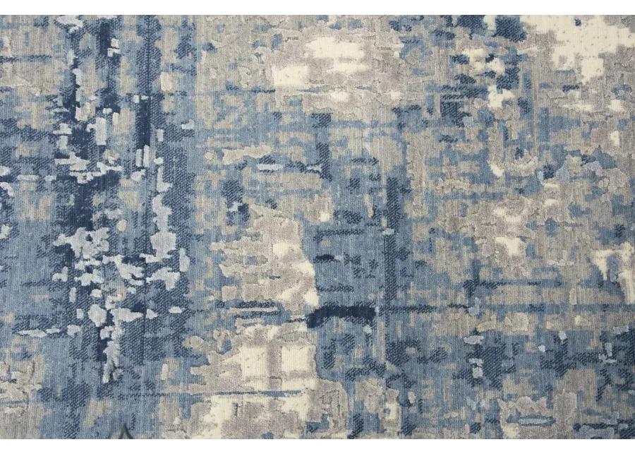 Artistry Blue Abstract NZ Wool/Tencel Blend 8' x 10' Rectangle Rug