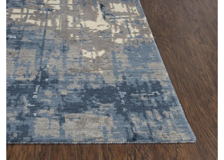 Artistry Blue Abstract NZ Wool/Tencel Blend 8' x 10' Rectangle Rug