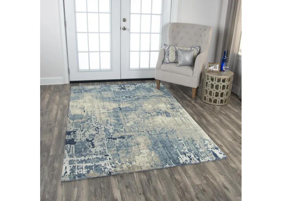 Artistry Blue Abstract NZ Wool/Tencel Blend 8' x 10' Rectangle Rug