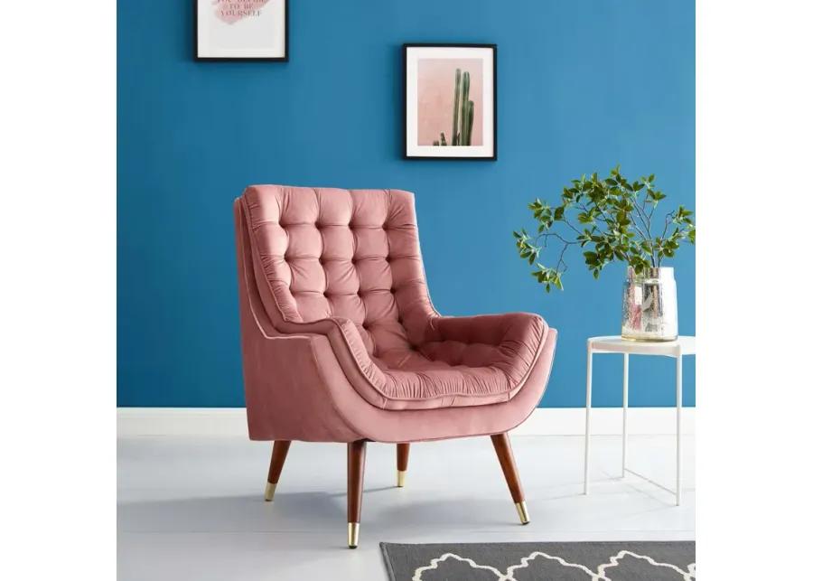 Suggest Button Tufted Performance Velvet Lounge Chair