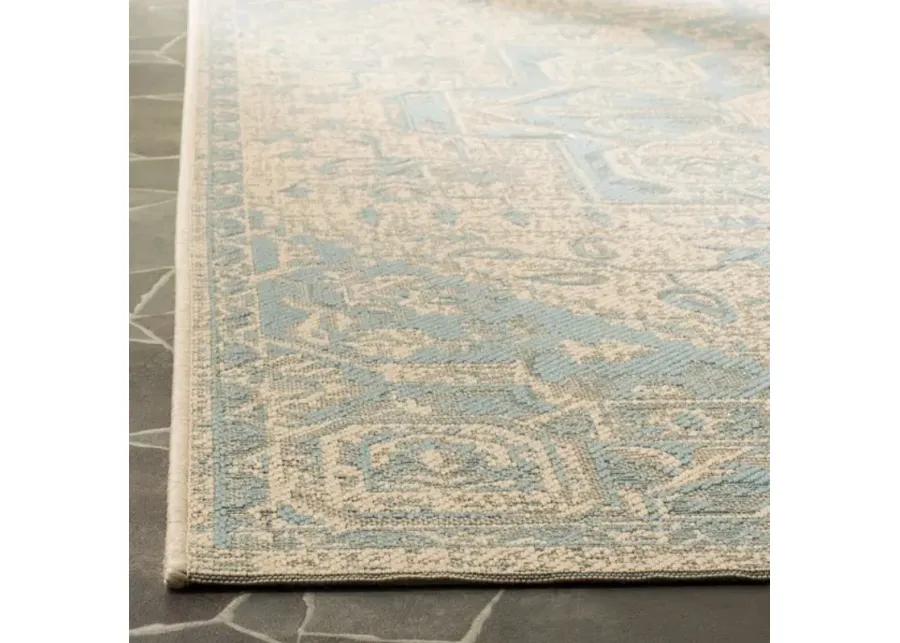 LINDEN 138 Collection LND138K-5 Aqua / Cream 5'-3" X 7'-6"