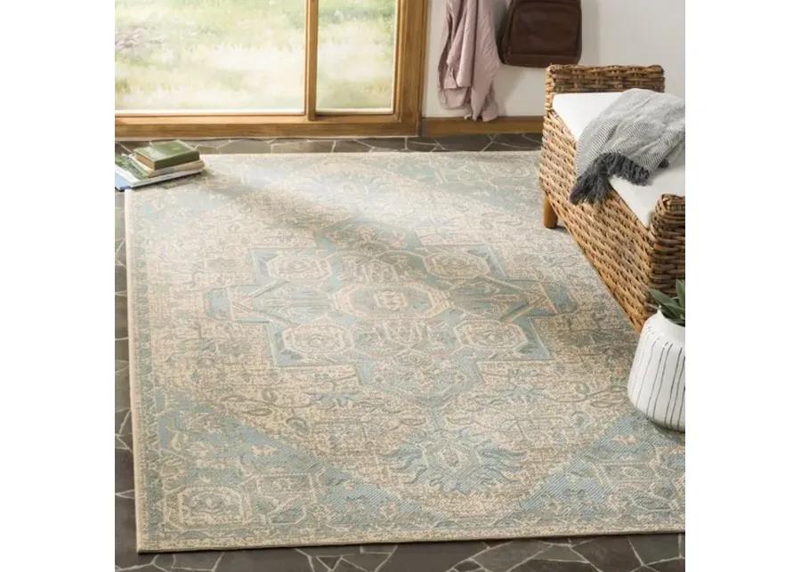 LINDEN 138 Collection LND138K-5 Aqua / Cream 5'-3" X 7'-6"