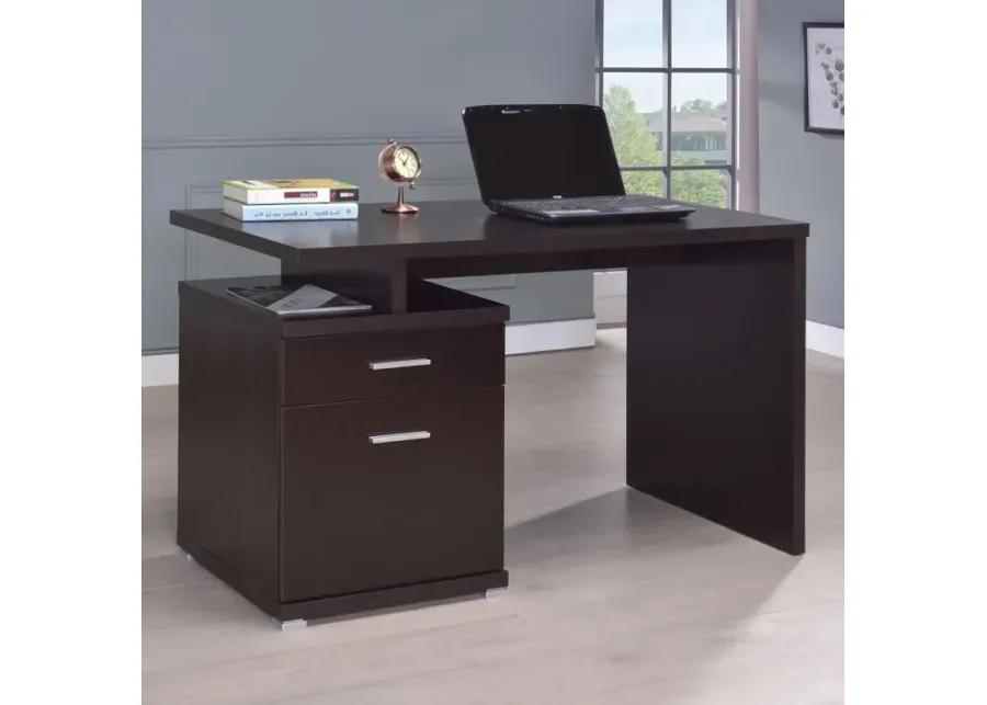 Irving 2-drawer Office Desk with Cabinet Cappuccino