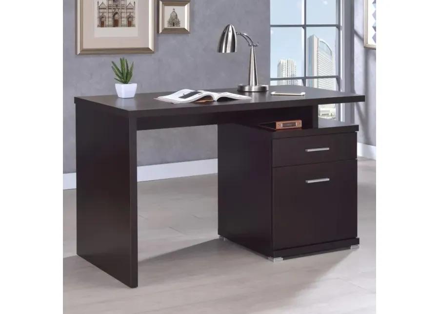 Irving 2-drawer Office Desk with Cabinet Cappuccino