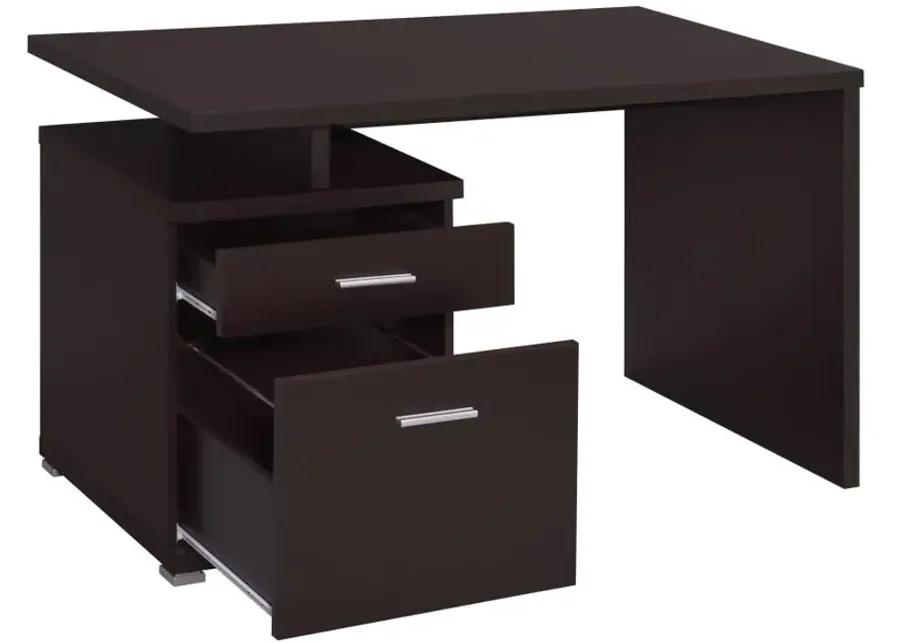 Irving 2-drawer Office Desk with Cabinet Cappuccino