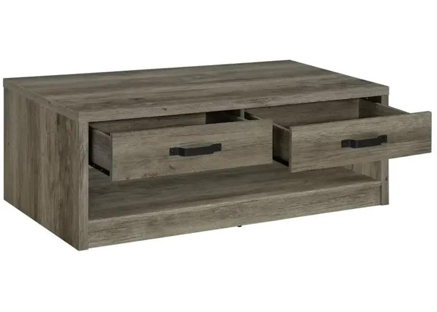 Felix 2-drawer Rectangular Engineered Wood Coffee Table Grey Driftwood