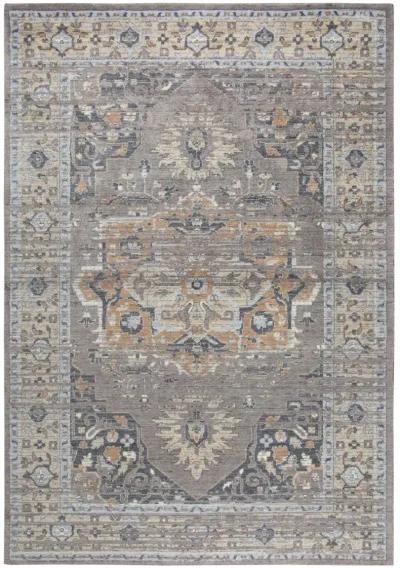 Gossamer Gray Medallion Distress 100% New Zealand Wool 5' x 8' Rectangle Rug