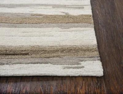 Vogue Beige Abstract Wool 9'x12' Rectangle Rug