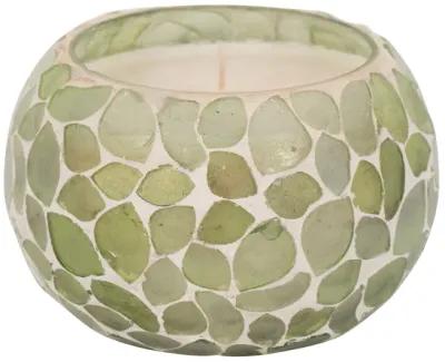 Glass, 4" 10 Oz Mosaic Scented Candle, Light Green