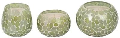 Glass, 4" 10 Oz Mosaic Scented Candle, Light Green