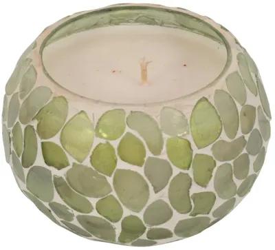 Glass, 4" 10 Oz Mosaic Scented Candle, Light Green