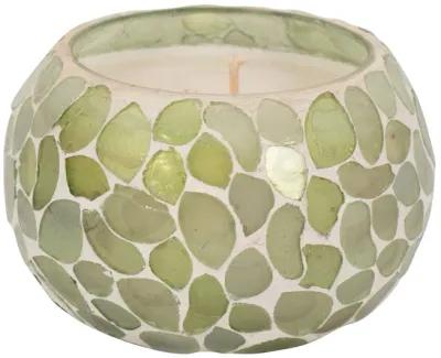 Glass, 4" 10 Oz Mosaic Scented Candle, Light Green