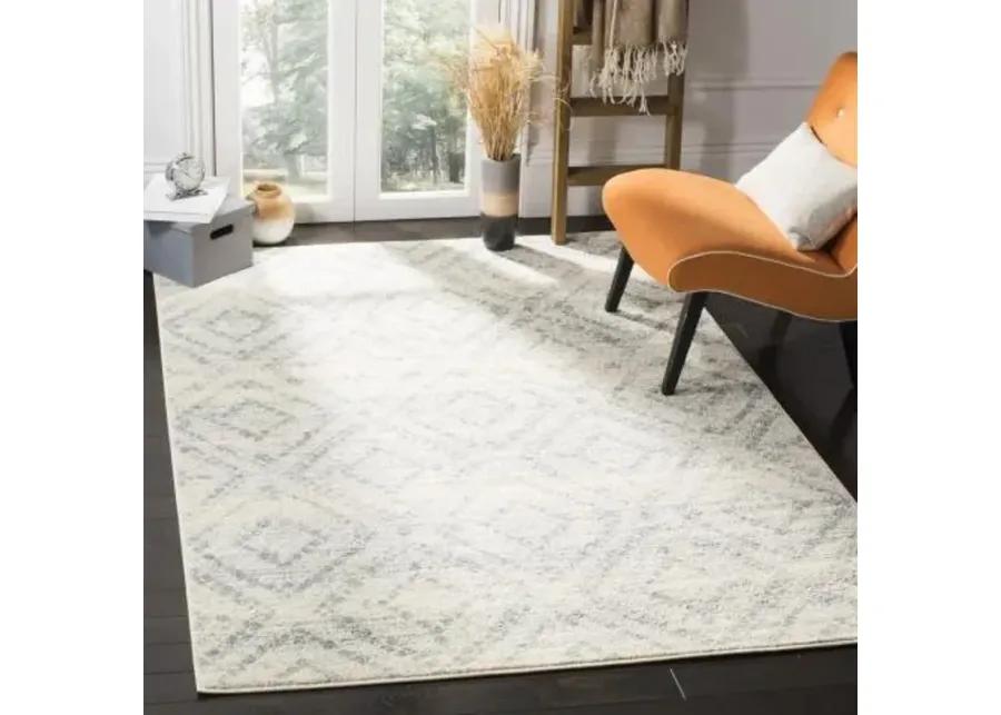 Adirondack Contemporary Ivory / Light Blue 2'-6" X 6' Powerloomed Rug