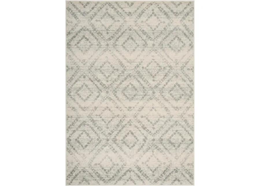 Adirondack Contemporary Ivory / Light Blue 2'-6" X 6' Powerloomed Rug