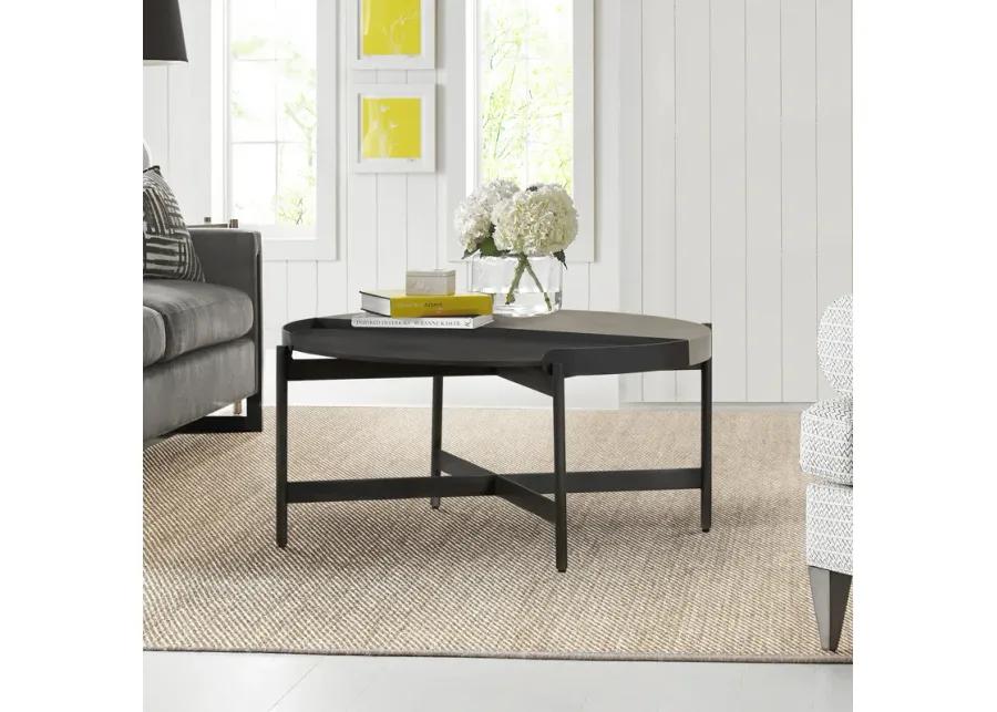 Dua Concrete and Metal Round Modern Coffee Table