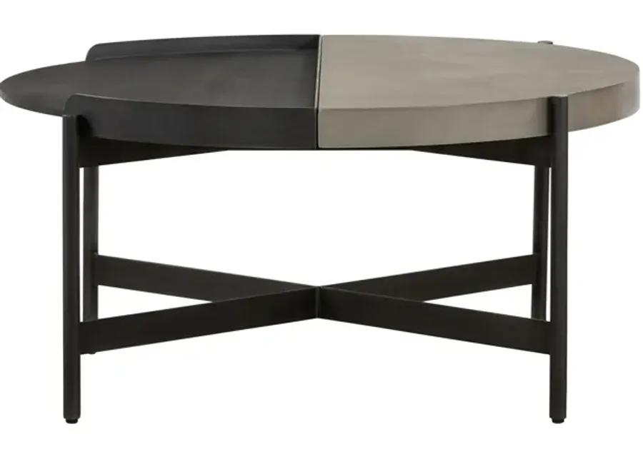 Dua Concrete and Metal Round Modern Coffee Table