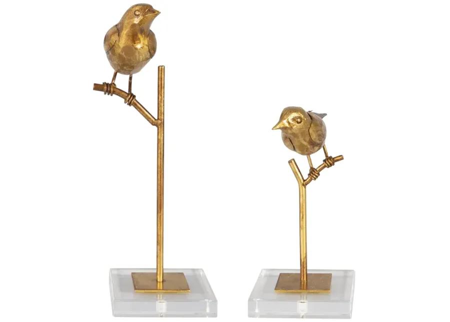 Passerines Bird Sculptures S/2