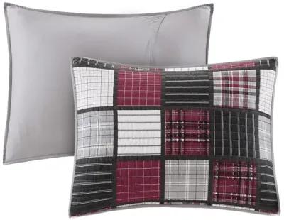 Woolrich Tulsa Red/Grey Oversized Plaid Print Cotton Quilt Set