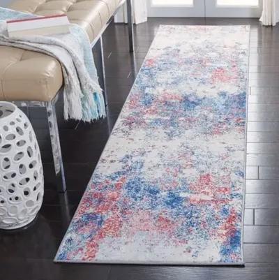 Brentwood 822 Navy / Red 2' X 8' Runner Powerloomed Rug