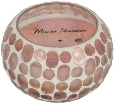 Glass, 4" 10 Oz Mosaic Scented Candle, Soft Pink