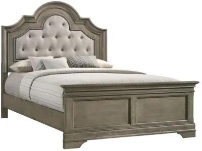 Manchester Bed with Upholstered Arched Headboard Beige and Wheat