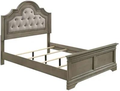 Manchester Bed with Upholstered Arched Headboard Beige and Wheat