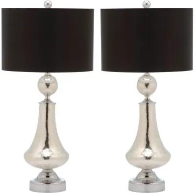 Mercury 25.5-Inch H Crackle Glass Table Lamp/Black Satin Shade - Set of 2