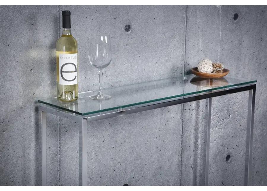 Sandor Console Table with Clear Tempered Glass Top and Chrome Frame