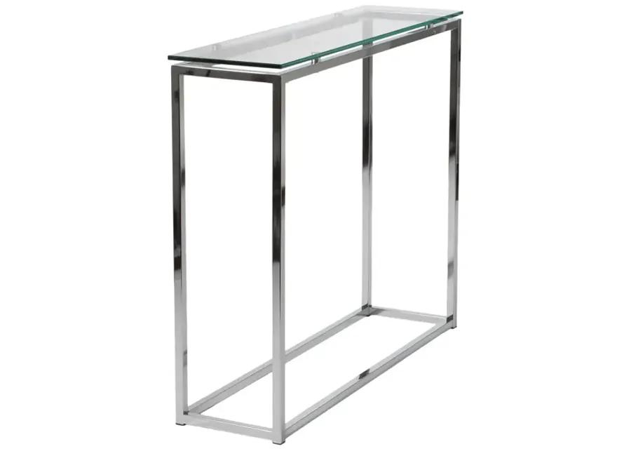 Sandor Console Table with Clear Tempered Glass Top and Chrome Frame