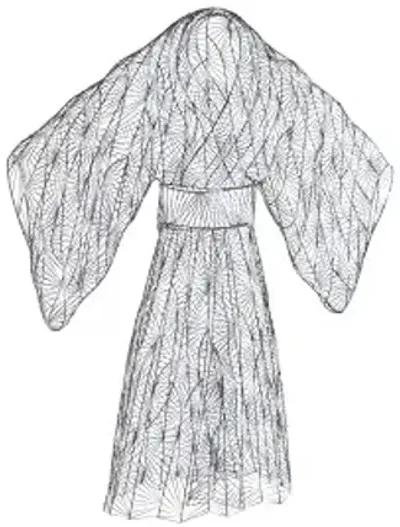 kimono woman sculpture, metal, silver/black