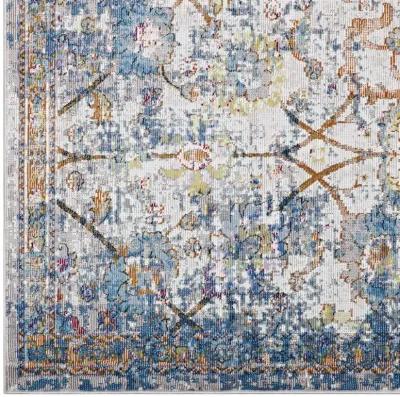 Minu Distressed Floral Lattice 5x8 Area Rug