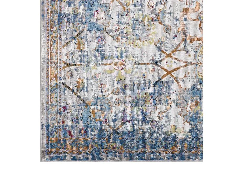 Minu Distressed Floral Lattice 5x8 Area Rug