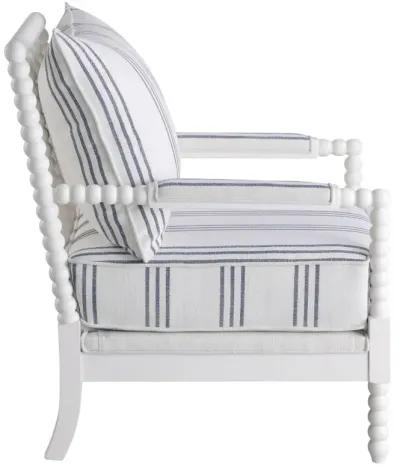 Blanchett Upholstered Accent Chair with Spindle Accent White and Navy