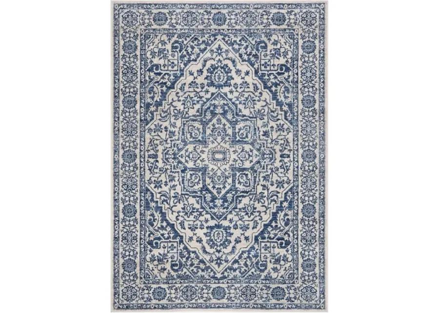 Brentwood 832 Navy / Light Grey 3' X 5' Small Rectangle Powerloomed Rug