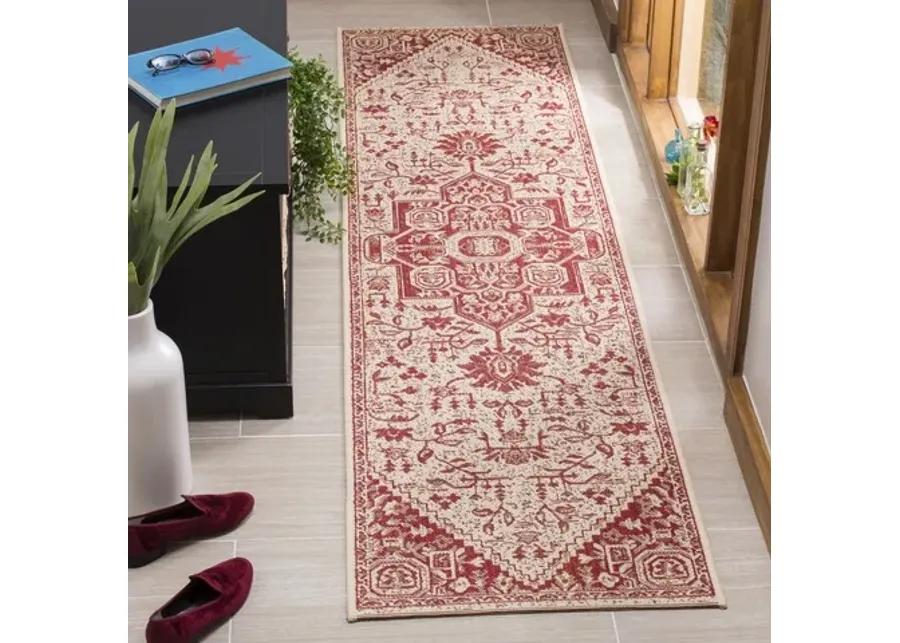 LINDEN 138 Collection LND138Q-212 Red / Creme 2'-2" X 12'