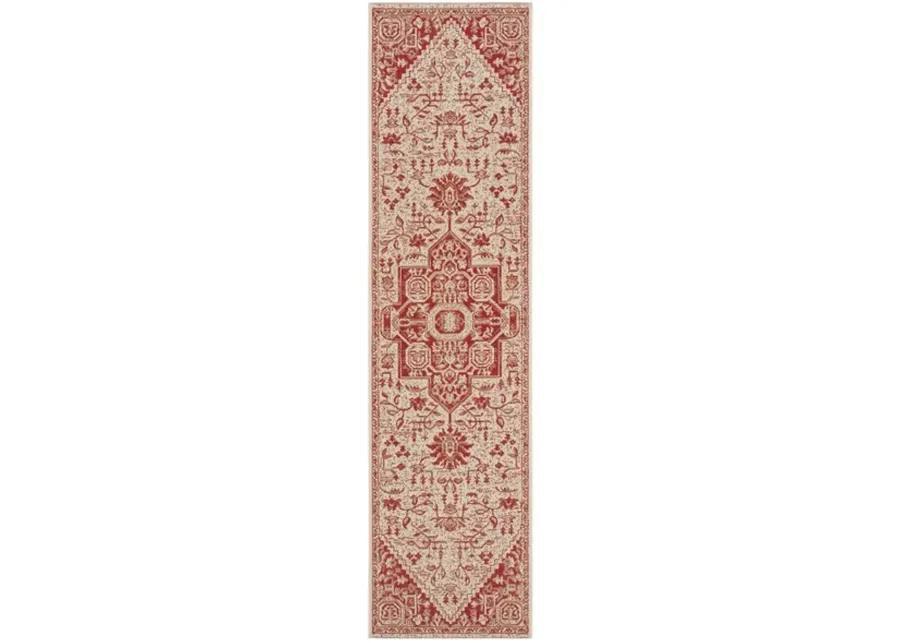 LINDEN 138 Collection LND138Q-212 Red / Creme 2'-2" X 12'