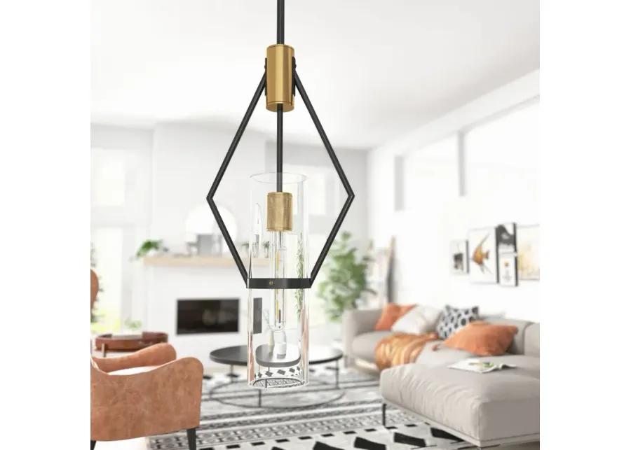 Everly Single Light Pendant, Black and Brass