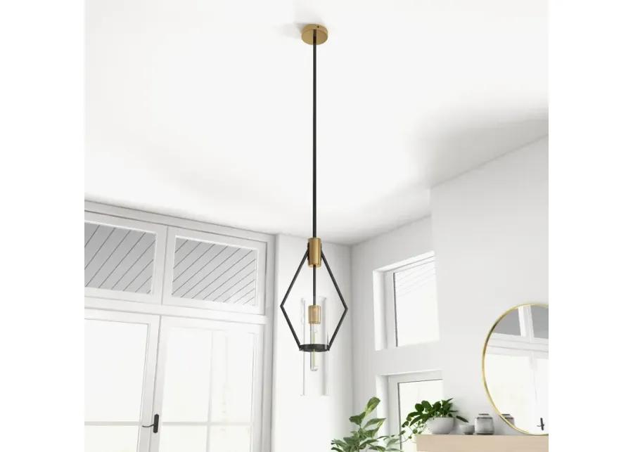 Everly Single Light Pendant, Black and Brass