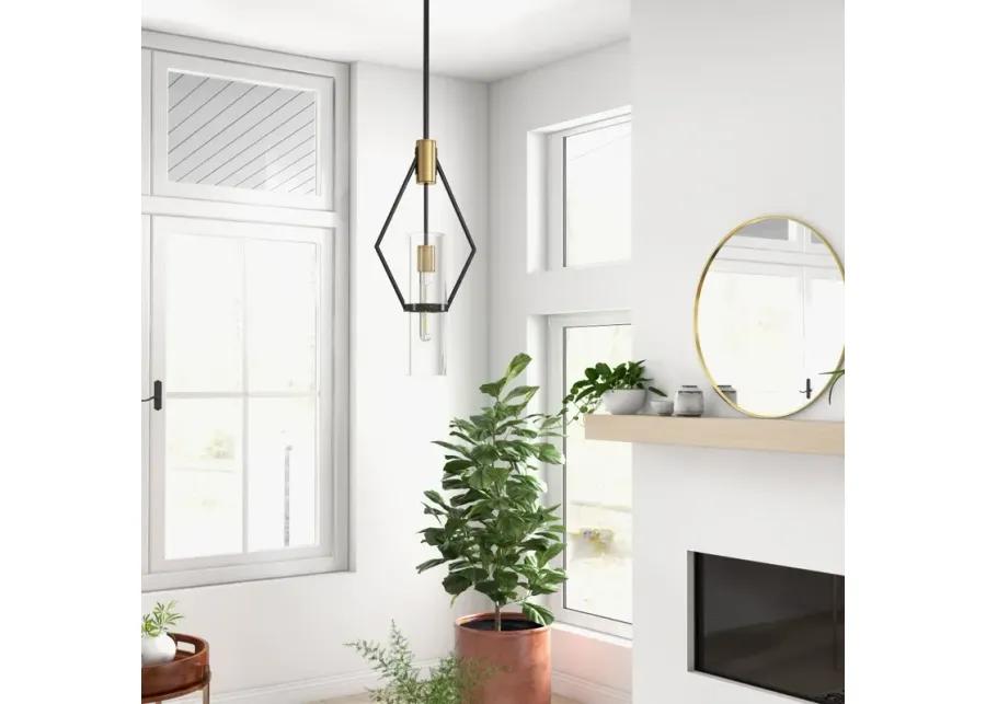 Everly Single Light Pendant, Black and Brass