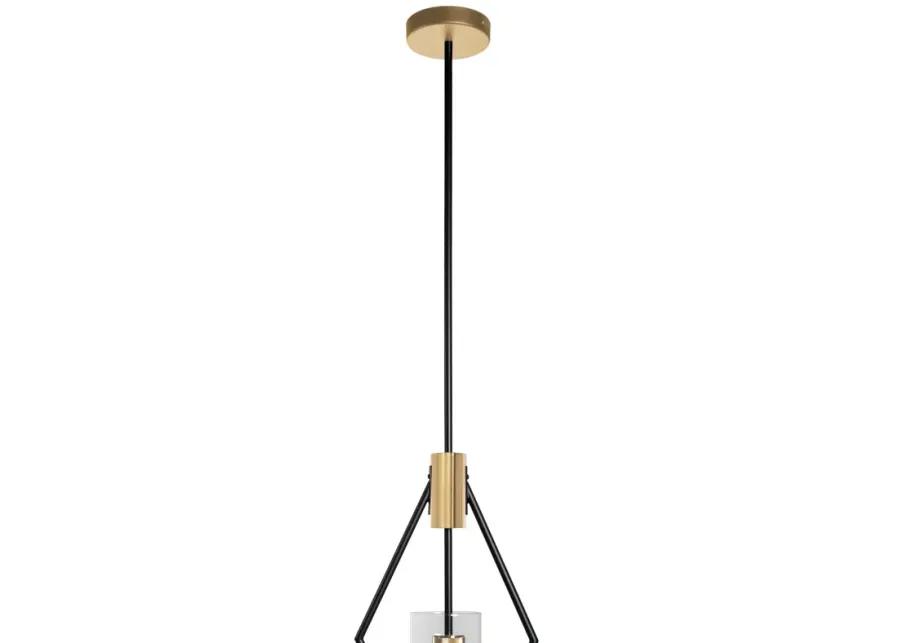 Everly Single Light Pendant, Black and Brass