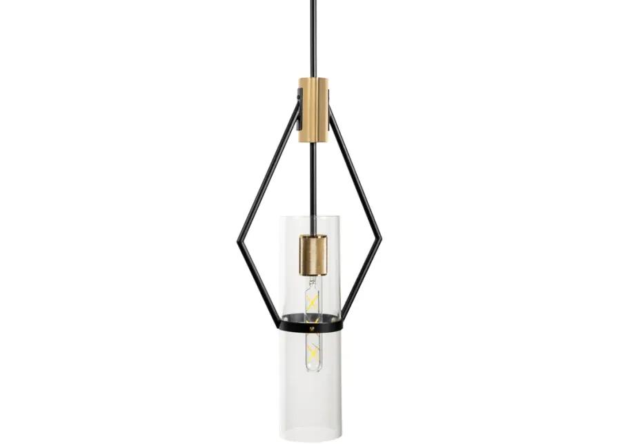 Everly Single Light Pendant, Black and Brass