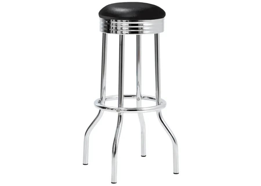 Theodore Upholstered Top Bar Stools Black and Chrome (Set of 2)