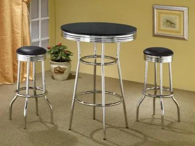 Theodore Upholstered Top Bar Stools Black and Chrome (Set of 2)