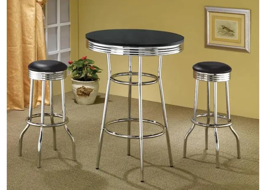 Theodore Upholstered Top Bar Stools Black and Chrome (Set of 2)