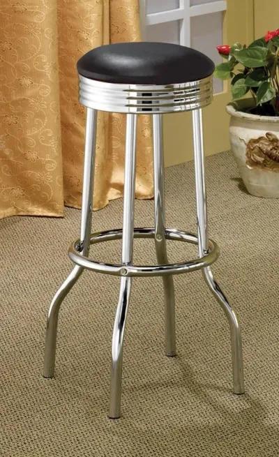 Theodore Upholstered Top Bar Stools Black and Chrome (Set of 2)