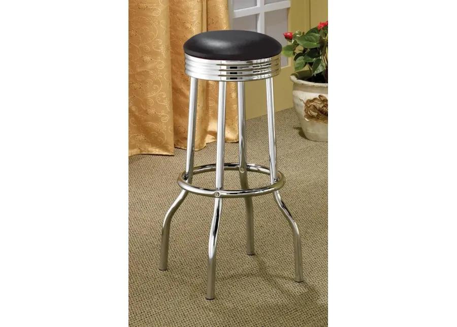 Theodore Upholstered Top Bar Stools Black and Chrome (Set of 2)