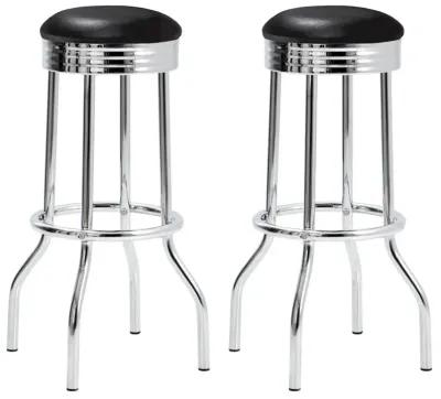 Theodore Upholstered Top Bar Stools Black and Chrome (Set of 2)